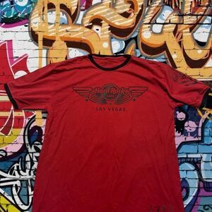 Hard-rock-cafe Men's Red and Burgundy T-shirt